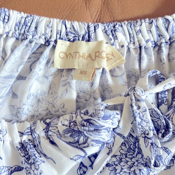 Cynthia Rowley Etoile Micro Floral White and Blue Tiered Summer Mini Dress 👗 - Picture 7 of 9